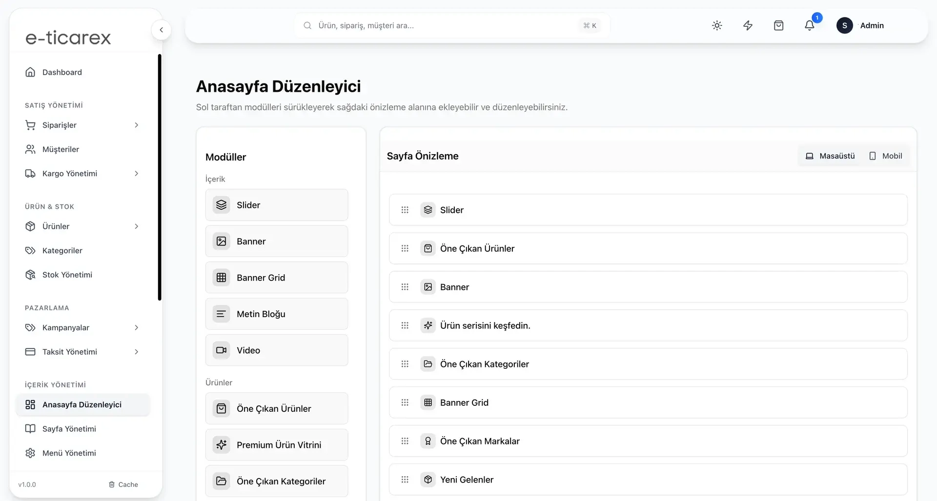 Anasayfa Düzenleyici